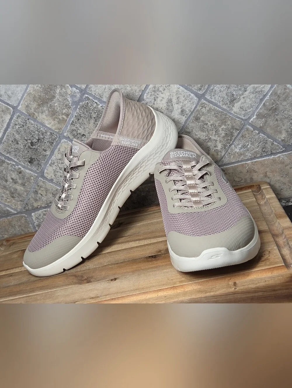 Womans Skechers Slip Ins Go Walk Flex Grand Entry Shoes Sneakers Size 9.5W Taupe
